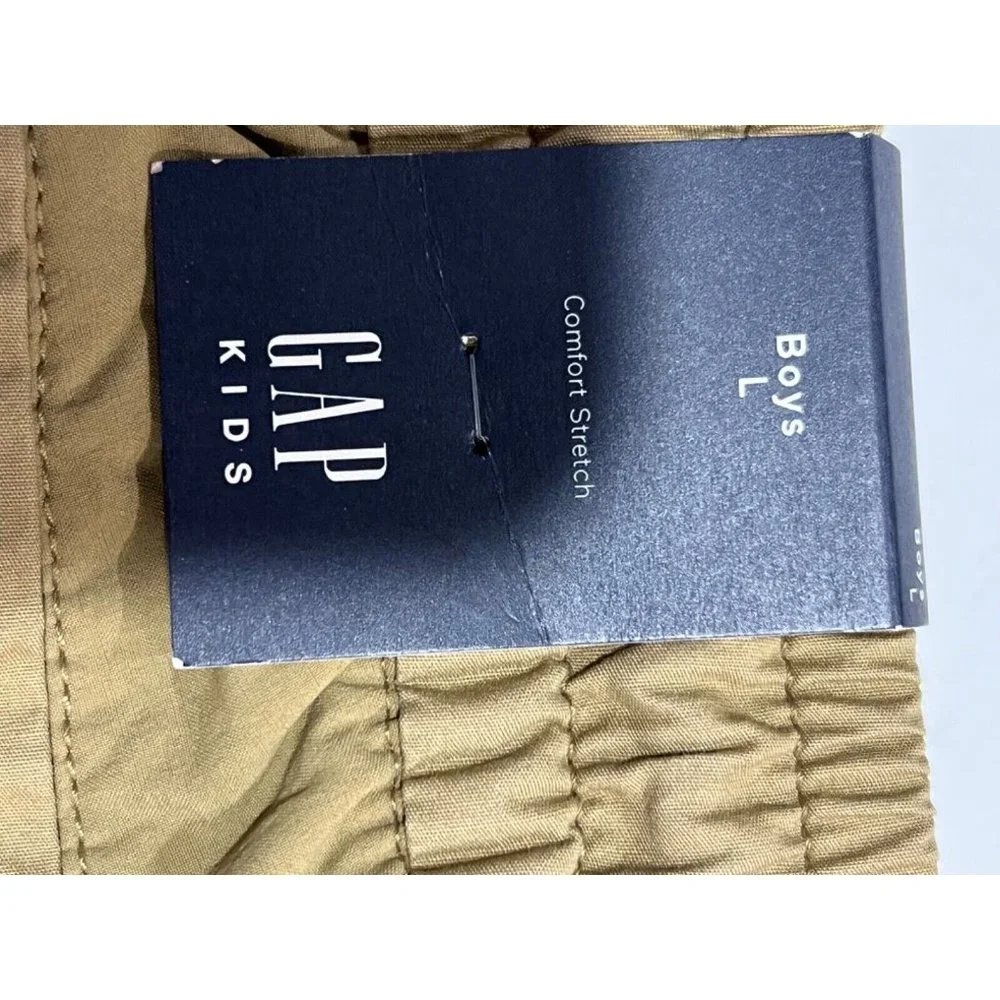NWT GAP Kids Boys Comfort Stretch Pants Sz LARGE Beige #494138